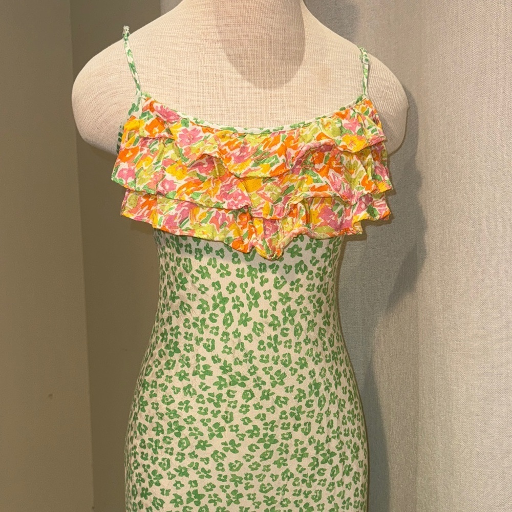 Floral Ruffle Spaghetti Strap Dress